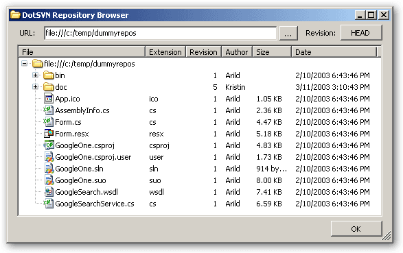  Sample GUI Client for DotSVN